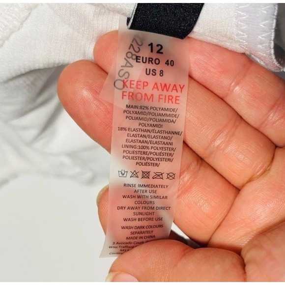 South Beach White Smocked Ruffle Halter Bikini Top Swimsuit Sz 8 beach resort - Picture 4 of 5